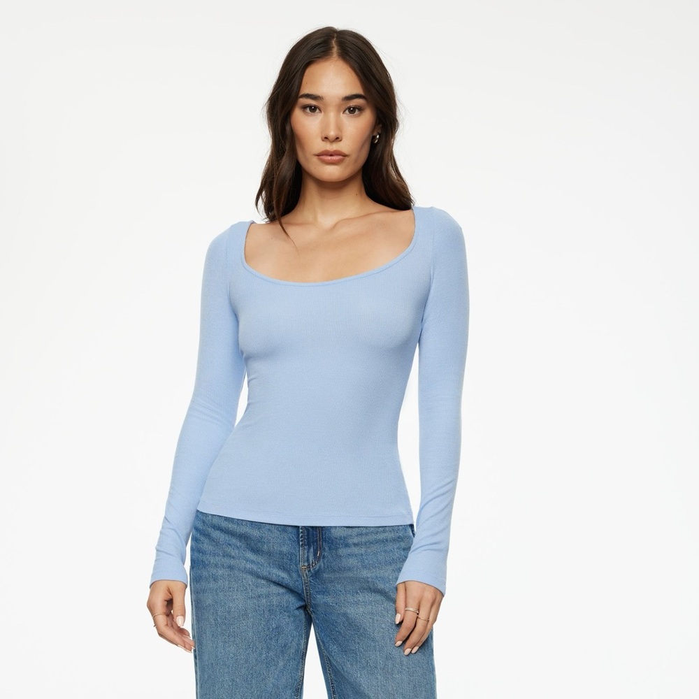 NWOT Dynamite Ophelia Ribbed Long Sleeve in Blue Monday